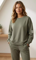 Army green dames huispak Life Label Casual Co-ord set – sweater en joggingbroek