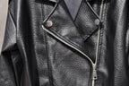 Meisjes Bikerjack Zwart, Imitatieleer met Zilveren Details