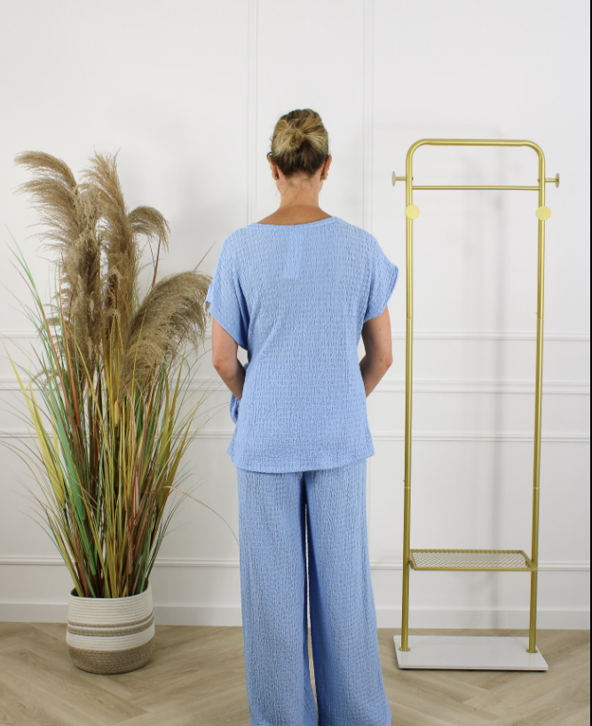Hazel 2-delige set lichtblauw dames - achterkant