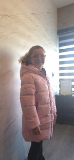 ICON roze gewatteerde winterjas voor meisjes met capuchon van DeNa Kids Boutique