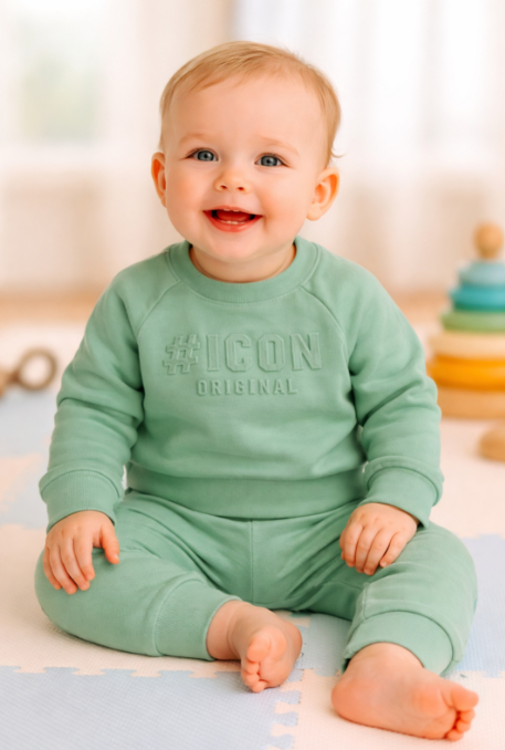 ICON mintgroen baby setje voor jongens met sweater en broek van DeNa Kids Boutique