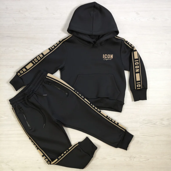 ICON zwart-goud trainingspak voor jongens met hoodie en joggingbroek van DeNa Kids Boutique