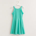 Aqua mint meisjesjurk met strik – detailfoto | DeNa Kids Boutique