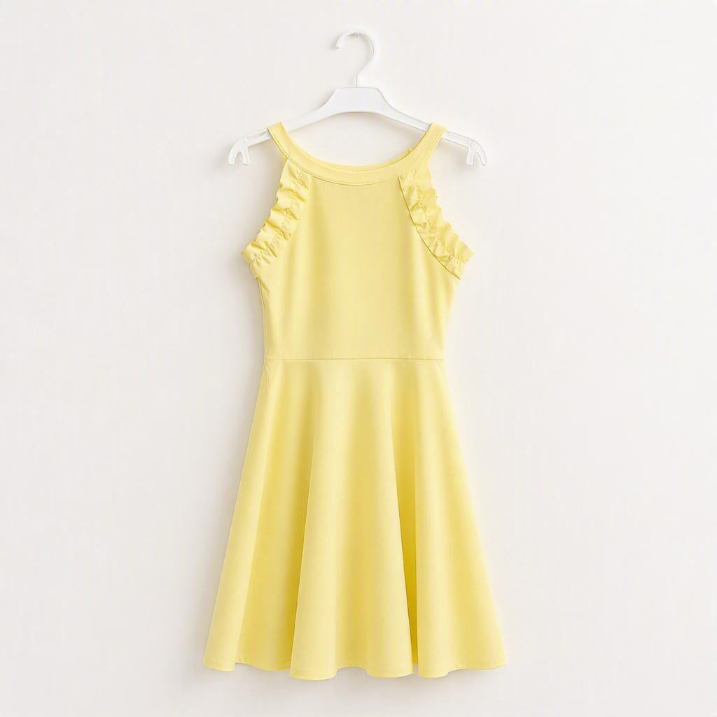 "Gele meisjesjurk met strik – detailfoto | DeNa Kids Boutique"