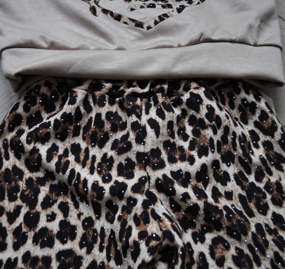 Luipaardprint broek detail meisjes set bruin