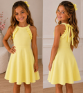 Gele zomerse meisjesjurk met strik | DeNa Kids Boutique"
