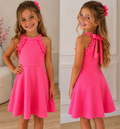 Roze zomerse meisjesjurk met strik | DeNa Kids Boutique