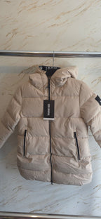 ICON beige gewatteerde winterjas voor jongens met capuchon van DeNa Kids Boutique