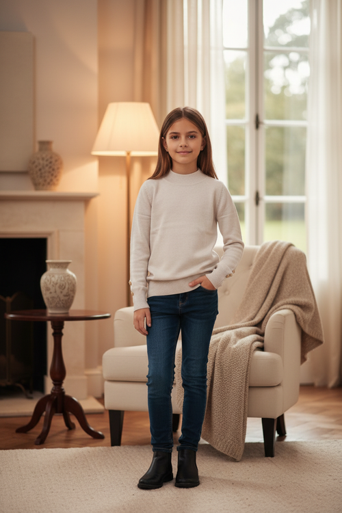 Beige gebreide trui meisjes - indoor