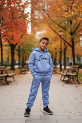 ICON joggingset lila jongens - complete set met hoodie en joggingbroek, ICON script logo en donkere biezendetails, maat 98-164