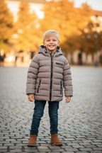 ICON taupe gewatteerde winterjas jongens