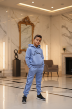 Jongens ICON lila blauwe joggingset met hoodie en broek - luxe interieur | DeNa Fashion