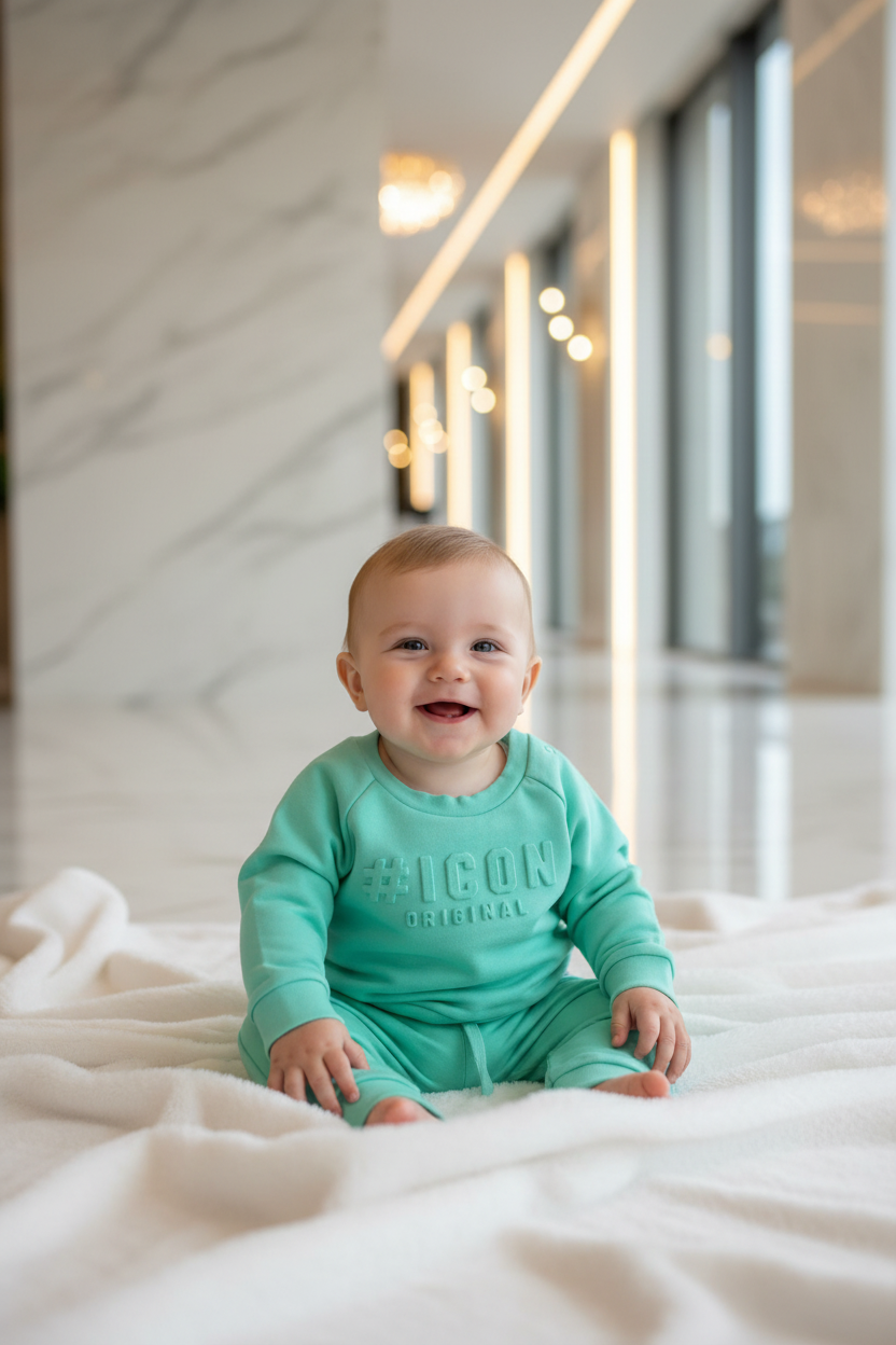 ICON baby mintgroen setje met sweater en joggingbroek - model 6 maanden - luxe interieur | DeNa Fashion