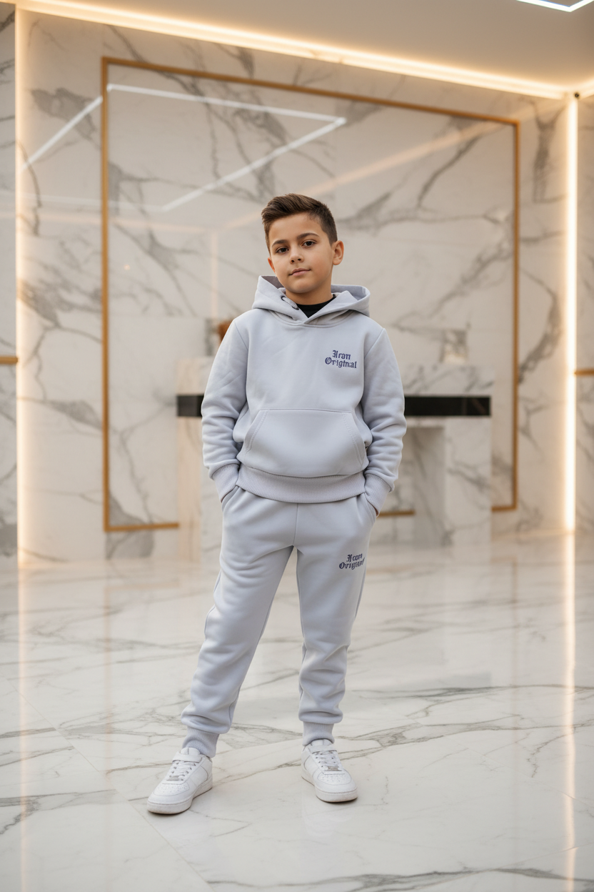 ICON Original grijze joggingset jongens hoodie en joggingbroek - luxe interieur | DeNa Fashion