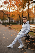 ICON Original grijze joggingset jongens hoodie en joggingbroek - urban zittend | DeNa Fashion
