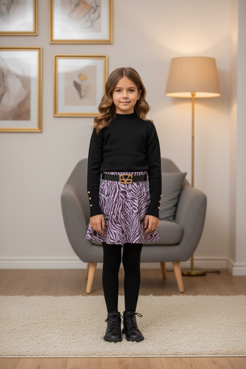 Lila zebraprint rok meisjes - indoor