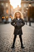 Meisjes bikerjack zwart imitatieleer lifestyle