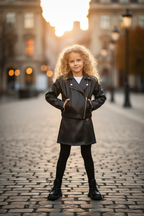 Meisjes bikerjack zwart imitatieleer lifestyle