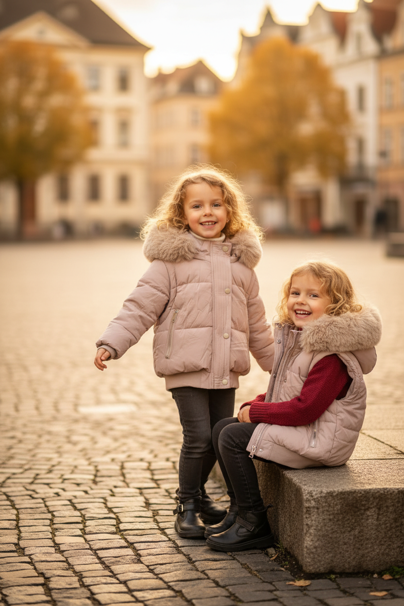 Mila 2-in-1 winterjas bodywarmer pose staand zittend